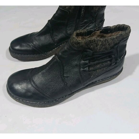 Aetrex Side Zip Booties Boots Size 9 9.5 Eur 40 Black Leather Ankle - Picture 2 of 9